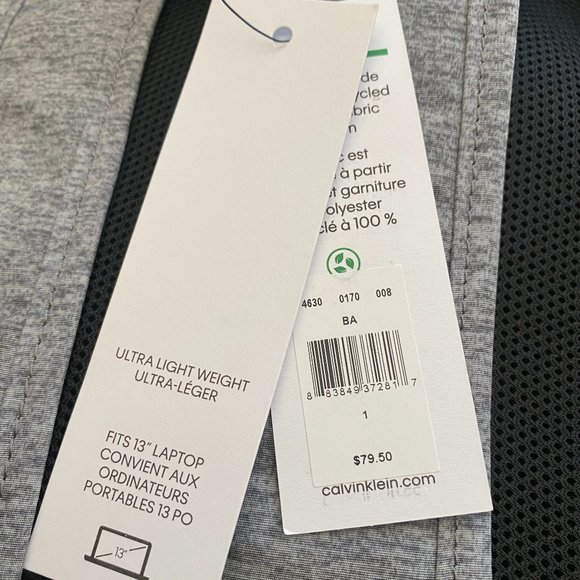 😳SALE😳 Calvin Klein Monogram Logo Ck Jersey Backpack Gray 4630 0170 008 - Picture 4 of 4